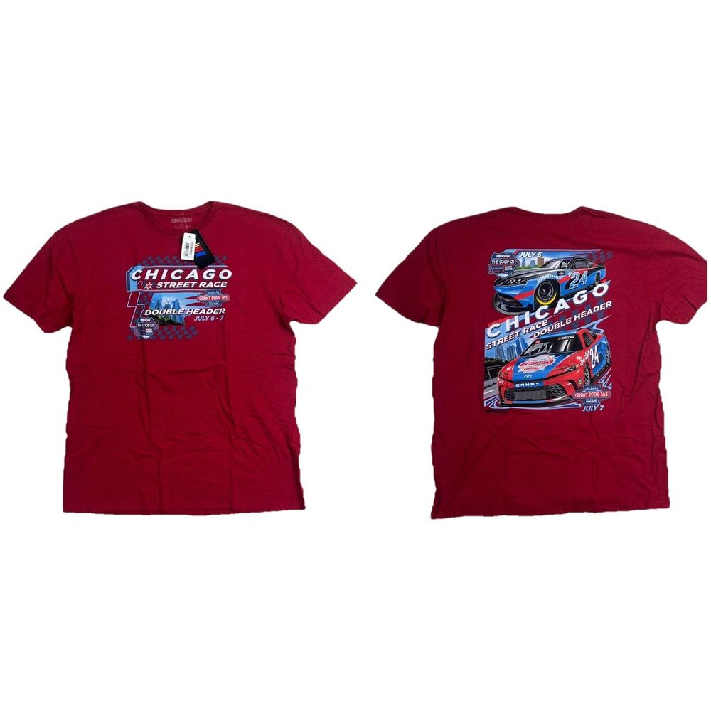 GENUINE Chicago NASCAR Street Race Logo Graphic T Shirt Red Mens Size XL